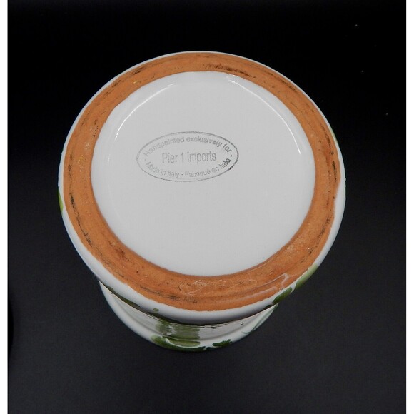 Pier 1 Imports Hand-Painted Grapes Vines Lidded Canister 7 Inch - Picture 7 of 10